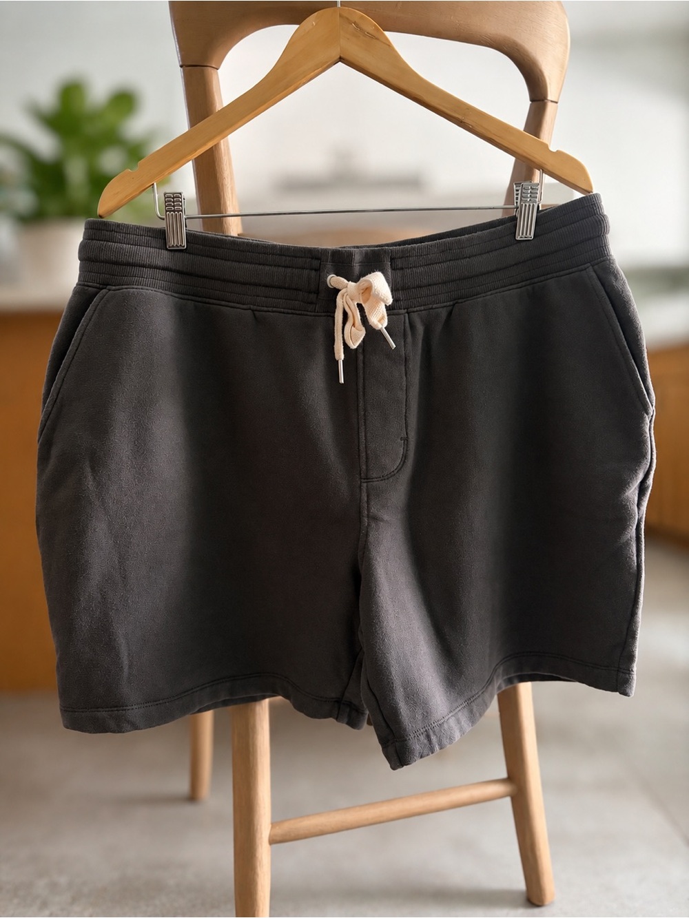 Outerknown Dark grey taupe  Drawstring Sweat Lounge Shorts with Cream Cord XL